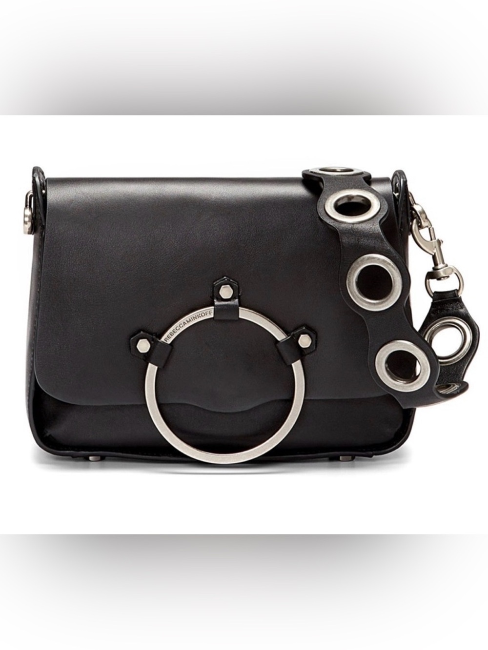 Rebecca Minkoff Black Leather Ring Shoulder Bag